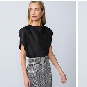 Ann Taylor Black Satin Drape Blouse
